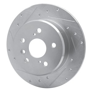 Lexus ES300 Brake Rotor (1) - Rear Left - R1 Concepts - Drilled & Slotted - Silver - `92-`03